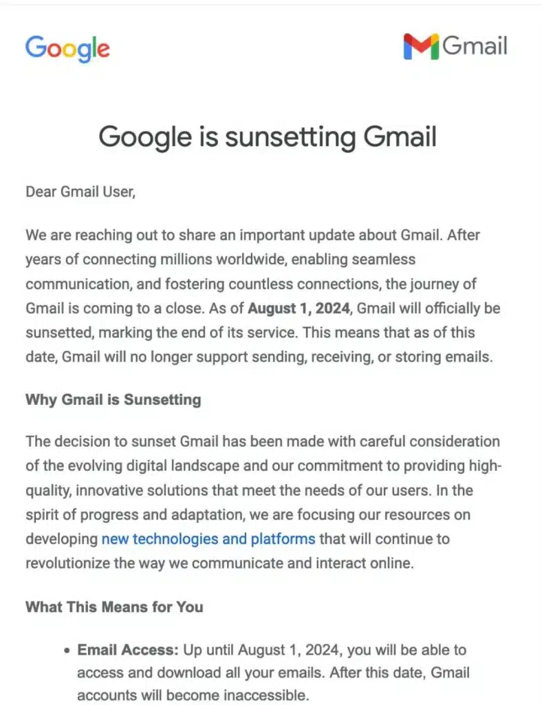Google は 𝕏 への投稿を通じて Gmail のシャットダウンを拒否する必要がありました。